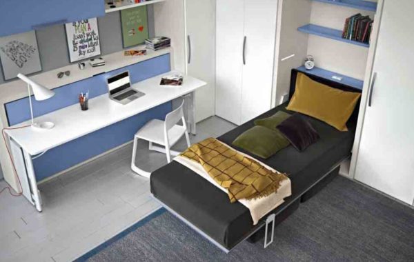Letto a Scomparsa SHIN CLEVER Laccato Celeste - immagine 2