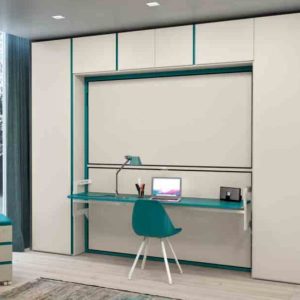 Letto a Scomparsa YORI-UP CLEVER Laccato Smeraldo