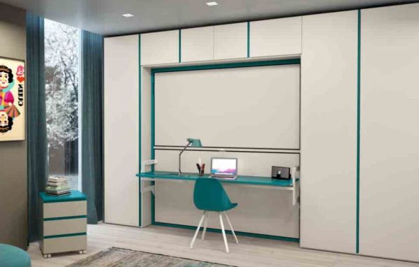 Letto a Scomparsa YORI-UP CLEVER Laccato Smeraldo
