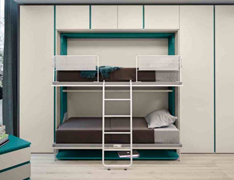 Letto a Scomparsa YORI-UP CLEVER Laccato Smeraldo (2)