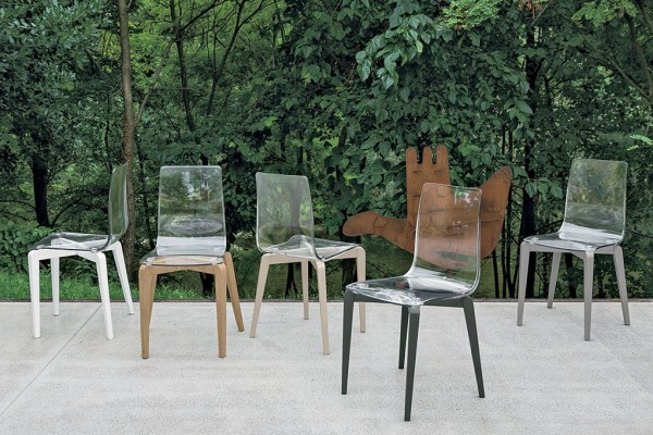 sedia polipropilene trasparente e legno target point