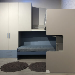 Cameretta con soppalco Mistral Beige, Cobalto & Nuvola